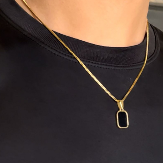 Black Stone Golden Unisex Pendant