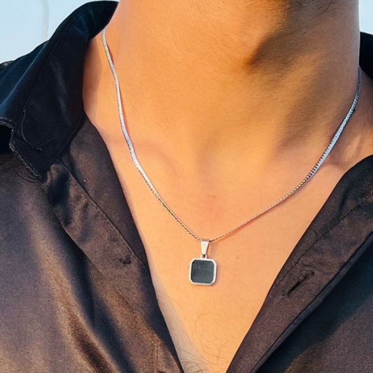 Black Stone Silver Unisex Pendant