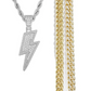 Lightning Bolt Pendant & Iced Out Cuban Bracelet Combo – Hip Hop Jewelry for Men & Women, 18k Gold Plated & Bling Zirconia